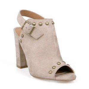 Peep toe stud booties